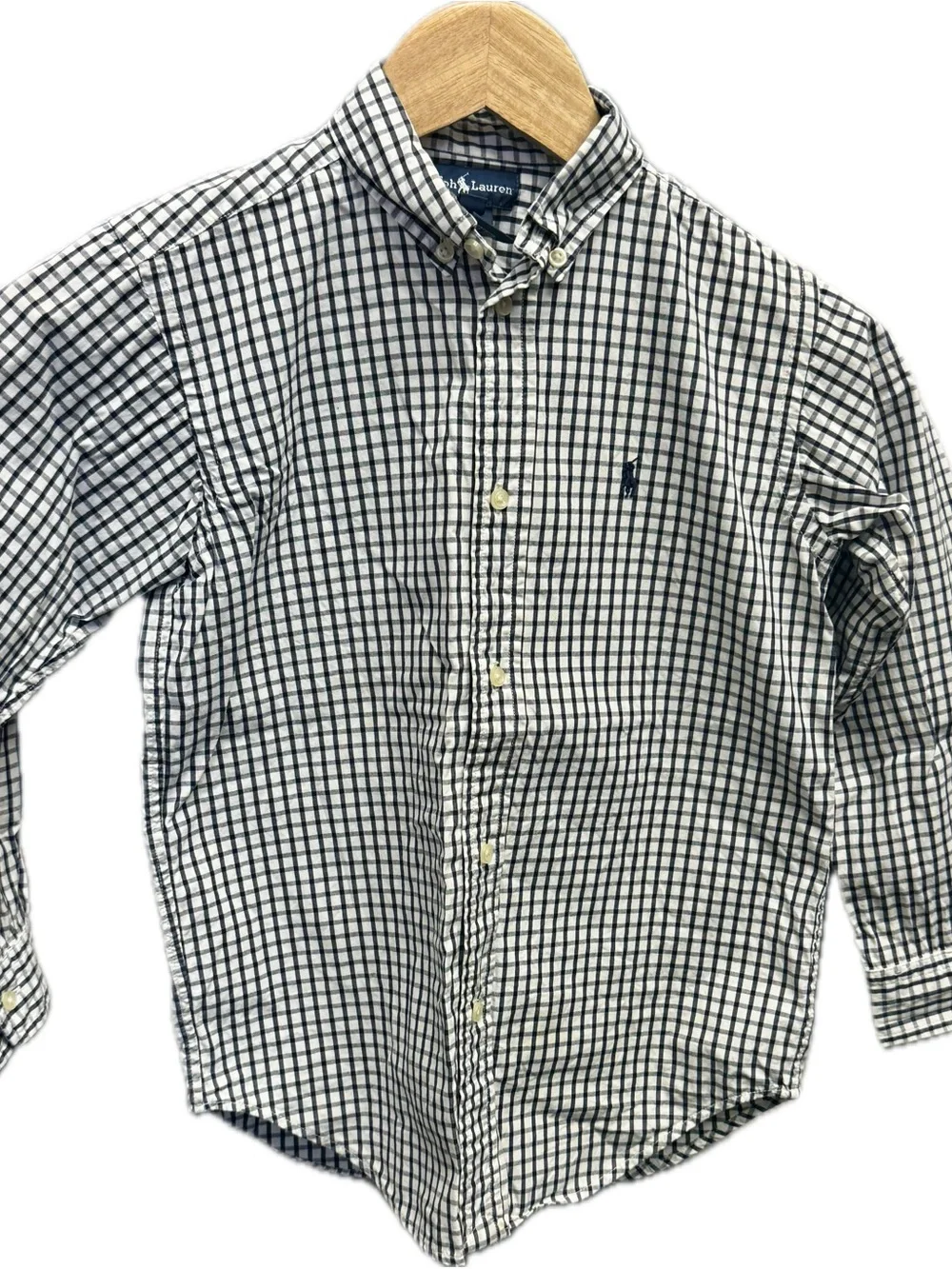 Ralph Lauren Navy & White Check Button-Down Shirt - Kids